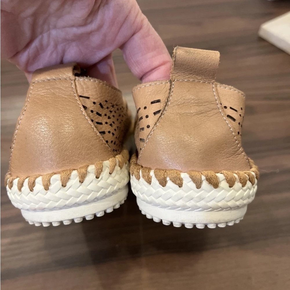 Biza Perforated Leather Raven Slip On Shoes, Size 7/7.5 View 3